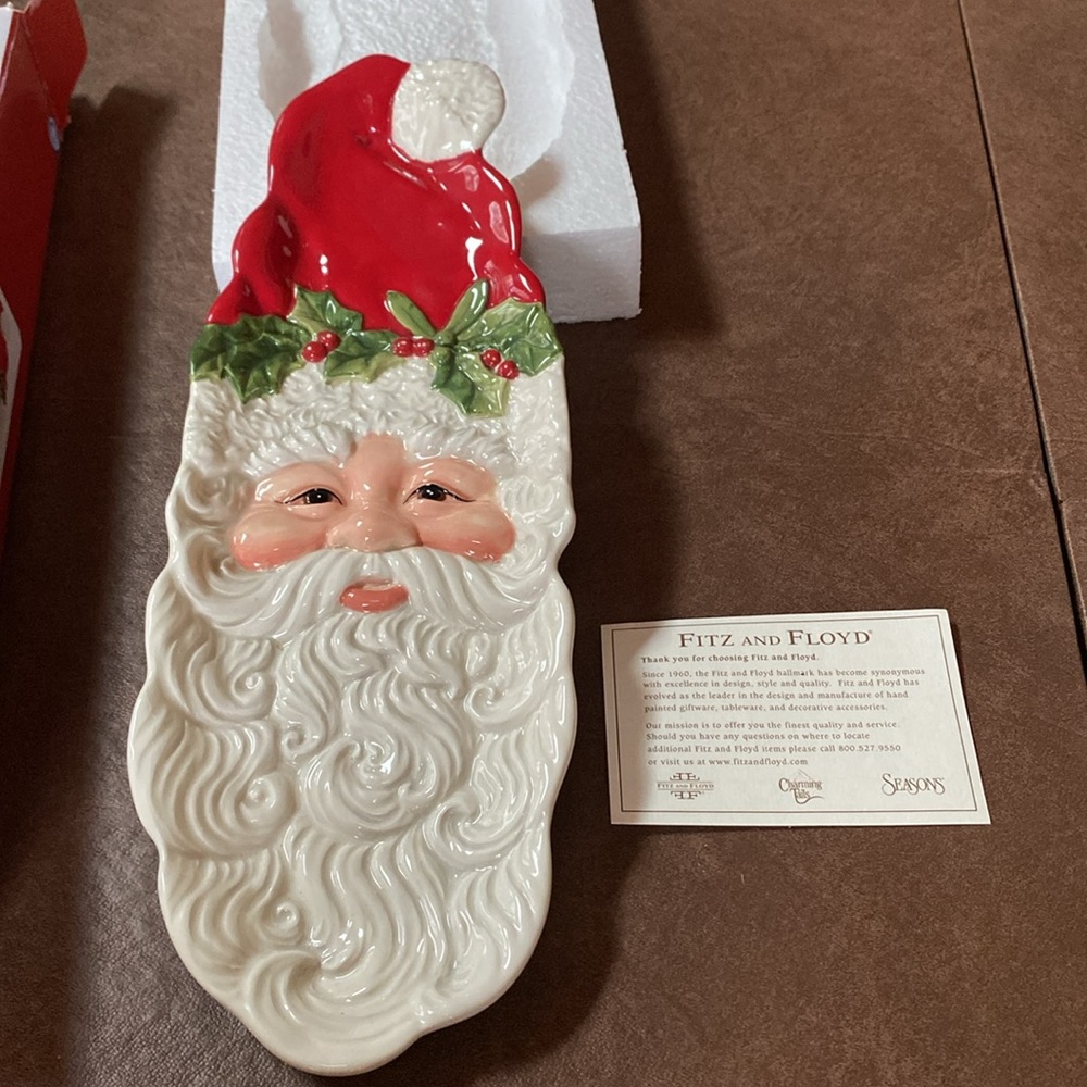 New! Fitz and Floyd snack therapy Santa tray